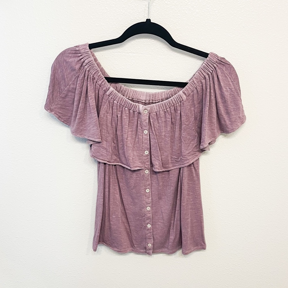 AE Soft & Sexy Lavender Off the Shoulder Tee size S